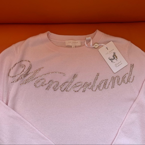 New TED BAKER Sabbia Embellished Wonderland Merino Wool & Cashmere Blend Sweater - Picture 7 of 14